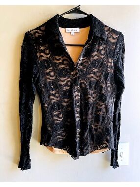 Harlow Black Lace WhimsiGoth Romantic Top Small